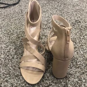 Nude Strappy Block Heel